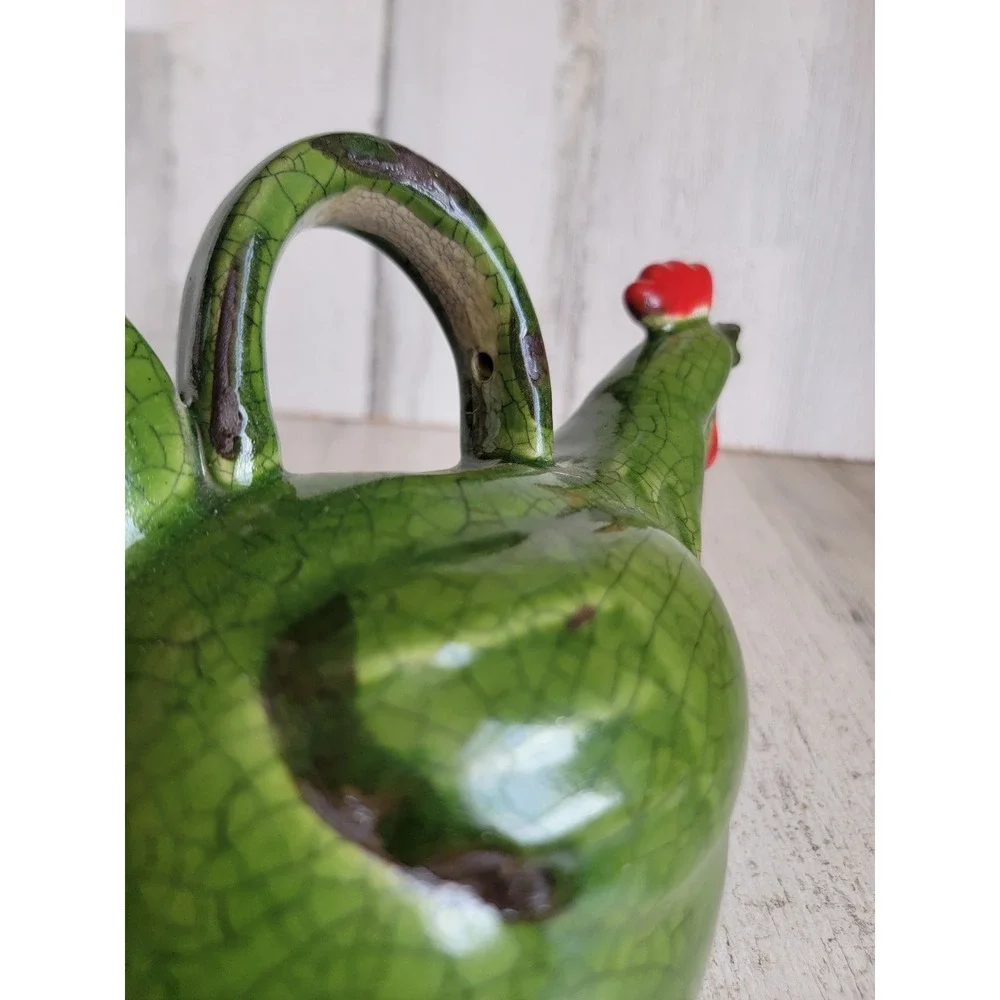Vintage green chicken watering can picture hen ceramic kitchen home decor